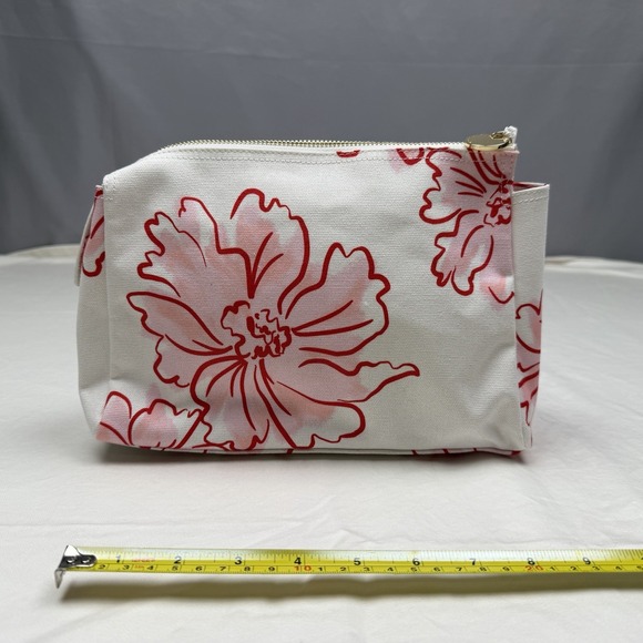 NWT Neely & Chloe Cartolina Small Canvas Pouch Madeira Print White Floral - Picture 5 of 10